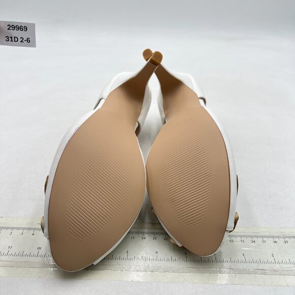 XYD White Dance Ballroom Latin Jazz Mid Heels Peep Toe T-Strap Butterfly Sandals - Picture 7 of 8